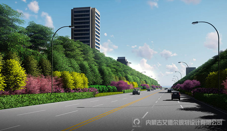 呼和浩特市政道路园林绿化设计_金山大道