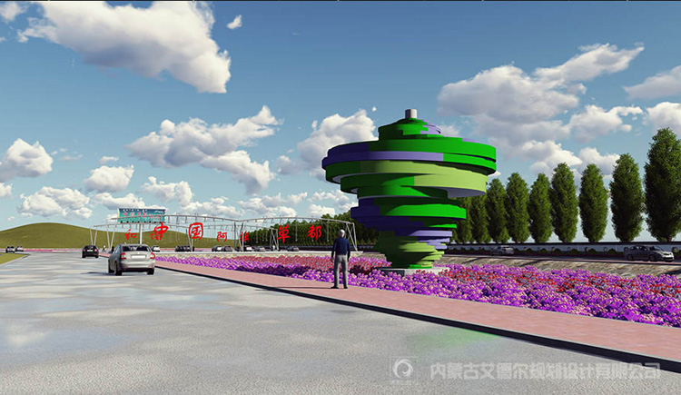 赤峰道路绿化设计_中国草都交通岛