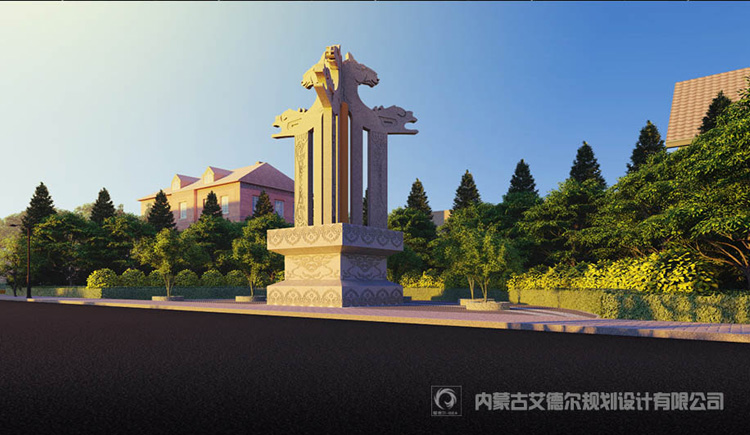鄂尔多斯道路绿化园林景观设计_汇金大道